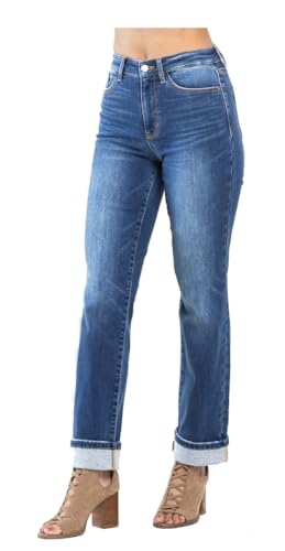 Judy Blue High Waist Contrast Wash Thermal Straight Leg Jeans, 825613