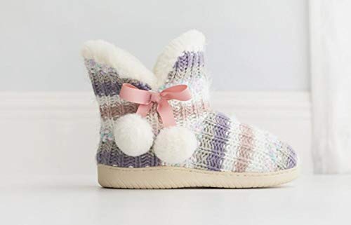 Winter Thick Plush Liner Bootie Women Teen Girls Cozy Thermal Knit Outdoor Indoor Slippers High-Top Pull on Shoes Lightweight Anti-Slip Ankle Boots Foot Warmer3