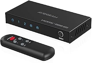 HDMI 2.1 Switch 8K 60Hz, AVIDGRAM HDMI Switcher 2 in 1 Out with IR Remote, 2 Port 4K 120Hz Auto HDMI Selector Hub Support 8K 48Gbps for Xbox Series X PS4 Pro PS5 Roku UHD TV Monitor Projector