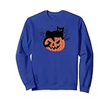Vintage Halloween Black Cat On A Jack O Lantern Pumpkin Sweatshirt