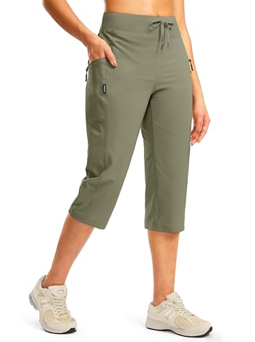 G Gradual Women's Capri Pants Lightweight Hiking Travel Capris with Pockets(Grey Sage,M)