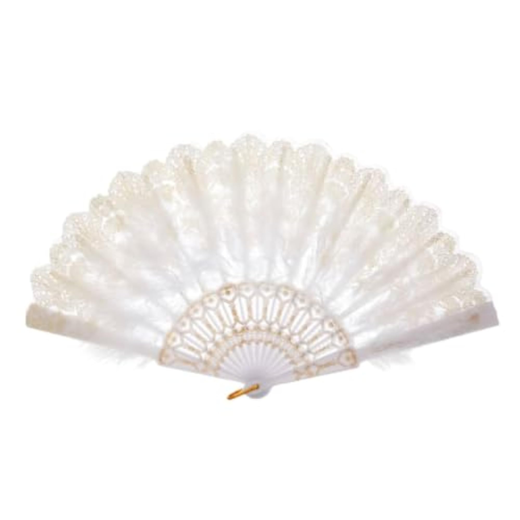 Folding Hand Fan with Feathers, Decorative