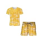 Halloween Men's Funny Corn Short Sleeve Shorts Unisex Makeup Ball Party Top Clothing (Color : A(Suit), Size : 2X-Large)