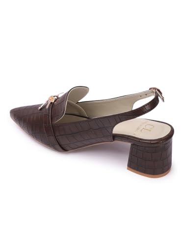 Image of Carlton London Women Comfortable Block Heel Pointed Toe Slingback Fashion Shoes for Party, Office use, Casual use