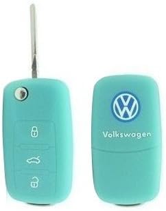 VW Volkswagen LUMINOUS BLUE Remote Flip Key Silicone Protecting Key Case Cover Fob Holder 3 Buttons