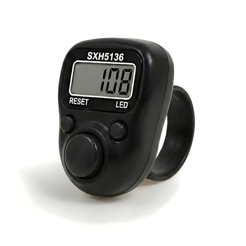 Image of Digital Hand Tally Counter, LED Display, Ring Design, Reset Button(Pack of 1) (Black)