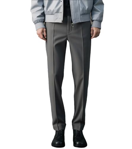 Men's Classic Dress Pants, High Waist Double Pleated, Gray with Side Adjusters