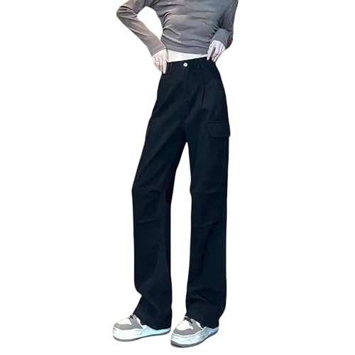 Pantalon cargo taille haute femme avec jambes larges style décontracté