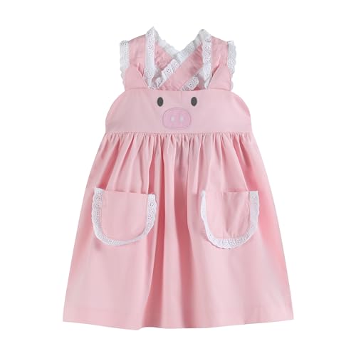 Baby Girls and Toddler Pink and Lace Piggy Dress