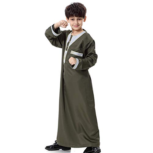 Kid Boys Eid Outfits Embroidery Long Sleeve Arabic Kaftan Robe Muslim Islam Thobe Toddler Boy Scarf Prayer Clothes4