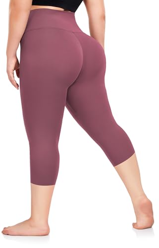 Image of FULLSOFT Plus Size Capri Leggings for Women- XL-4XL High Waist Tummy Control Stretchy Workout Yoga Pants Plus Capris