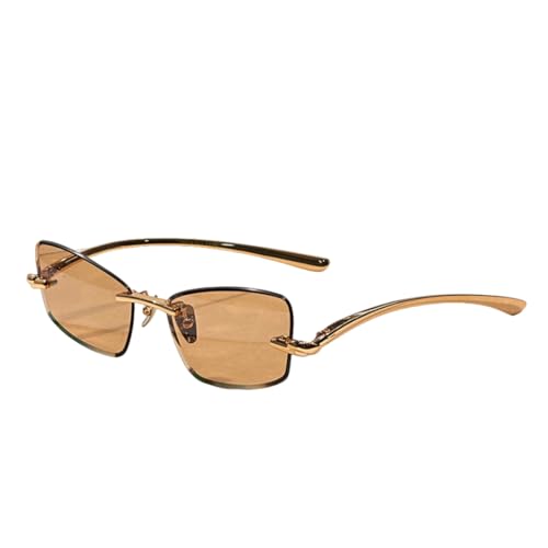 Lunettes de soleil œil de chat sans monture femme alliage de luxe solaire C1