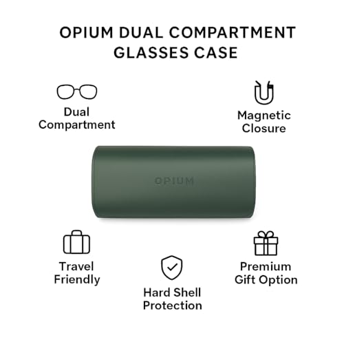 Image of opium 2 in 1 Sunglasses & Eyeglass Case | Dual Compartment Hard Shell Box for Men & Women | Protective Storage for Spectacles & Shades | Compact, Travel-Friendly Design