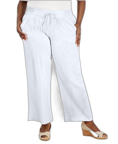 Plus Size Gauze Drawstring Pants Bright White 2X