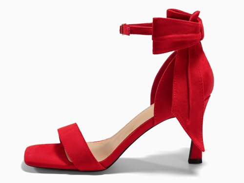 Image of Coutgo Womens Bow Tie High Heels One Strap Heeled Sandals Sexy Stiletto Open Toe Wedding Bride Shoes