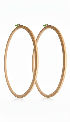Image of i5Mart 18 Inch Wooden Aari Work Frame (Round) - Premium 3-Ply Maggam & Zardosi Embroidery Hoop - Adjustable Plastic Tension Screw - Perfect for Blouse Necklines, Bridal Projects, Hand Embroidery & Craft. (Value Duo Pack (18 Inch x 2))