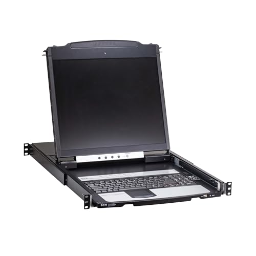 Image of Eaton 16-Port Rack KVM Over IP Switch, 19in LCD Screen KVM, Cat5 /Cat5e, Virtual Media KVM, 2 Users (1 Remote + 1 Local), 1U Rackmount, VGA Port, TAA Compliant, 1-Year Warranty (B064C-16-1X1-IP)
