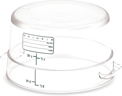 Image of Carlisle FoodService Products StorPlus Round Food Storage Container for Serving and Storing Hot or Cold Food, 2 Qt, 1 Count, Clear