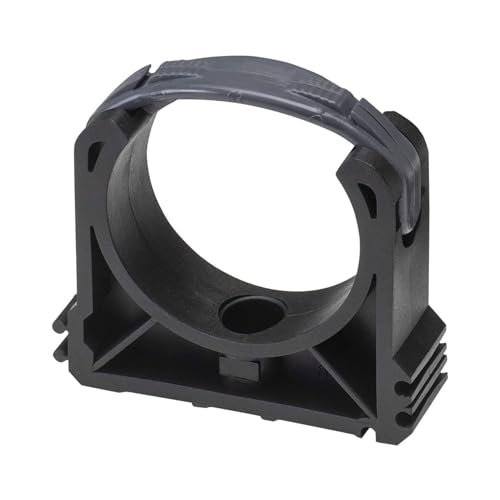 Baumaxxe 10x PVC Rohrschellen 50mm I Rohrklemme mit Verschlussbügel und Schraubloch I Rohr Klemmschelle Kunststoff schwarz I Für Pool Verrohrung Druck und Saugleitung I bm048