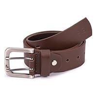 Cinto Masculino Couro Legítimo Fivela Dupla Ajustável(MARROM ESCURO-M)