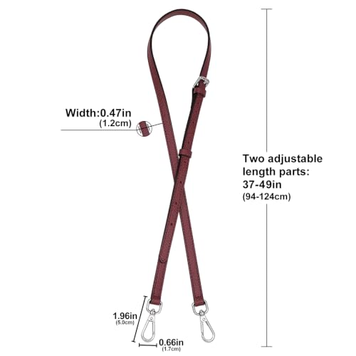 Image of Burgundy Bag Leather Strap Replacement Crossbody Shoulder Straps for XS MINI Pouch,No Damage Conversion Kits Accessories Dark Red (MINI-Burgundy-Silver)