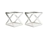 Signature Design by Ashley - Coylin Glass Top Square End Occasional End Table, Blushed Nickel Finish