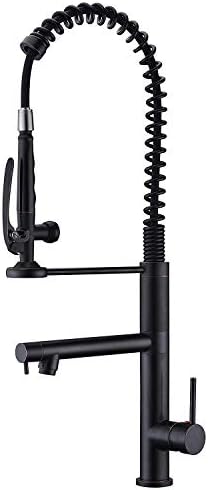Fonveth Kitchen Faucet,Single Handle Pre-Rinse Spring Kitchen Faucet, Commercial Style High Arc Kitchen Faucet with Pull Down Sprayer, Oil Rubbed Bronze Kitchen Sink Faucet