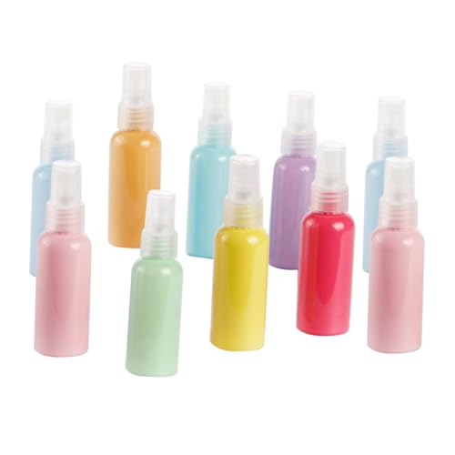 CLISPEED 10 piezas Botella Spray de Plástico Macaron de Unidades Atomizador Vacío Reutilizable para Viaje Perfume y Cosméticos Dosificador Multifuncional y Ligero