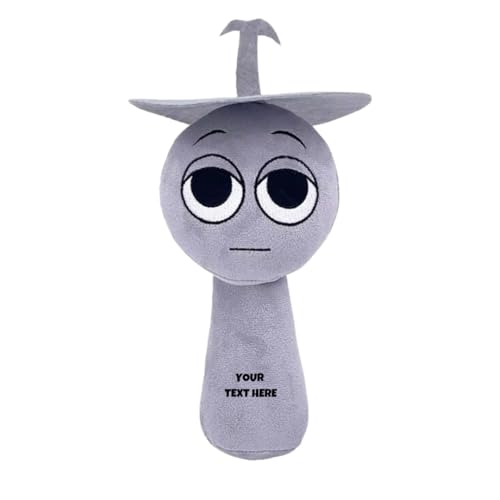 Image of Customized Text Grey Top Cap Sprunki Plush Toys