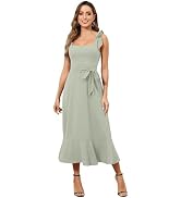 ROYAL MATRIX Women's Midi Dresses for Wedding Guest Semi Formal Dress for Cocktail Party Square N...