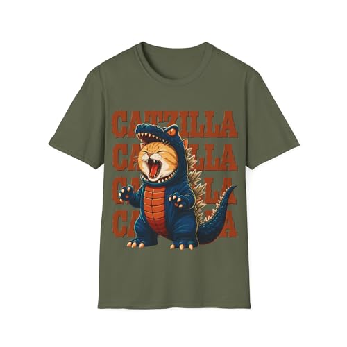 T-shirt humour mignonne illustration de chat kaiju en colère ironique