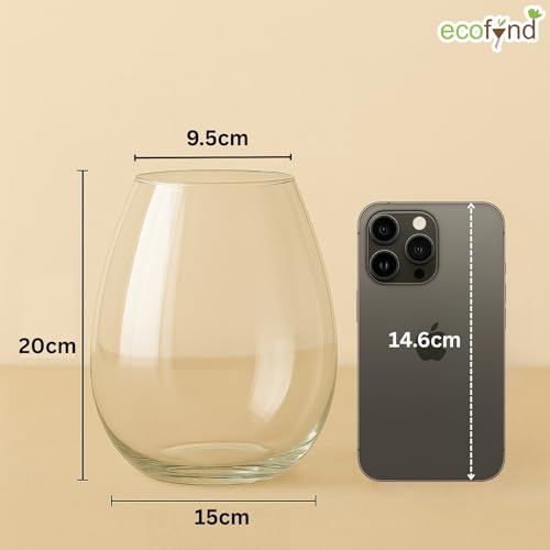 Image of ecofynd Glass Vase for Flowers Plants, Modern Decorative Vase for Home Decor Center Table, Bedroom, Living Room, Office Decoration, Wedding or Gifts (GVASE008)