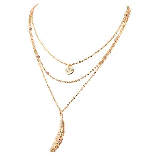Preisvergleich Produktbild Halskette Bohemia Leaves Choker Lätzchen Halskette Damen / Damen Vergoldete Halsketten Elegantes Schlüsselbein Mehrkettige Lange Halsketten-Bohemialeaves