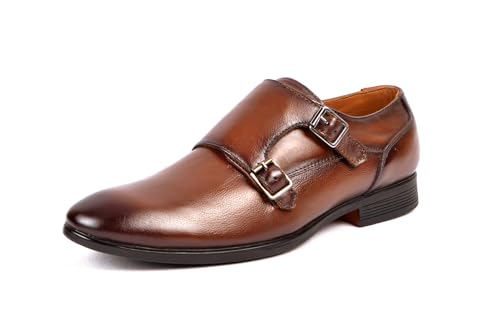Image of CLIFF FJORD Mens Synthetic Formal Keith Buckle Twin Monk Shoes | Office