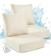 OLILAWN Premium Outdoor Seat Cushion 2 Sets, 24" *24" *6" Thicker Waterproof Patio Olefin Furnitu...