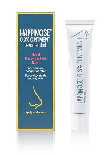 Happinose Balm Nasal Decongestant Balm with Essential Oils for Colds, Catarrh and Hay Fever, 14g (Packaging May Vary)