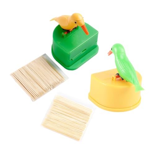 SOLUSTRE 2 Sets Creative Bird Shaped Toothpick Holder Dispenser of Fun Toothpick Organizers for Home Kitchen Easy One Handed Use Material Decorative Table Accessory