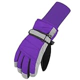 MAGARROW Kids Winter Warm Gloves Windproof Water-Resistant Snow Boys Girls Sport Gloves (Deep Purple - Long...