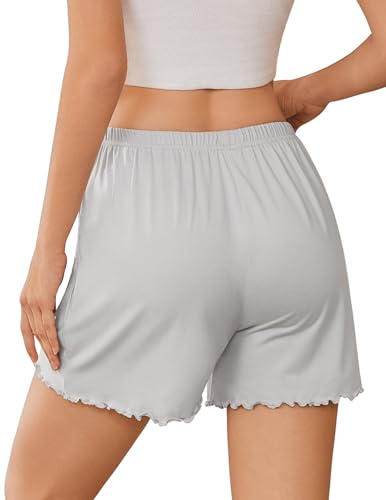 Image of Ekouaer 2 Pack Womens Pajama Shorts 2026 Summer Casual Lounge Sleep Short Ruffle Soft Comfy Pj Bottoms with Pockets