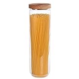 77L Glass Storage Jar, 52.13 FL OZ (1543 ML), Glass Storage Jar with Sealed Wooden Lid, Clear Food Storage Jar for Storing Spaghetti, Rice, Pasta and more