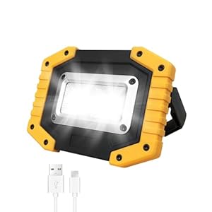 New Upgrade 30W LED Rechargeable Work Light, 4 Modes, High, Low, Strobe and Alternating Red/Blue, Spotlight IPx6 Waterproof Durable Light, Portable Outdoor Light for Camping Fishing Hiking Garage