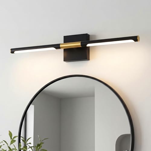 Image of 24 Inch Bathroom Light Fixtures, 16W 3CCT Dimmable CRI90 Black and Gold LED Vanity Lighting Fixtures Over Mirror, 360 Rotatable Modern Bathroom Vanity Light Bar, AD-W9465-L60-BK