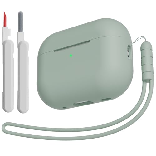 KOKOKA Silikon Hülle Schutzhülle Kompatibel für Airpods Pro 2/1 2023/2022/2019 mit Reinigungsset und Silikonband, Stoßfe...