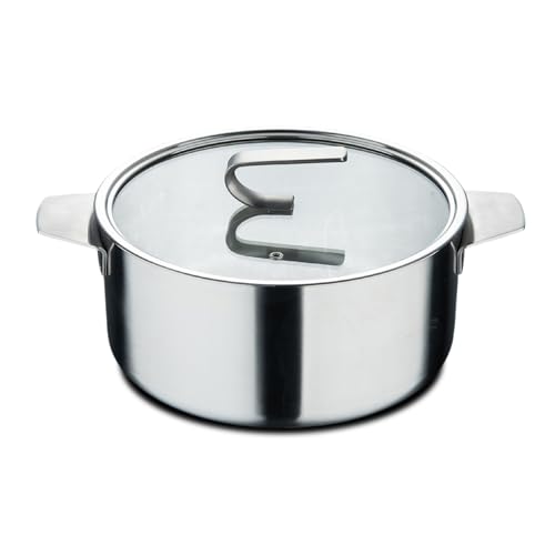 MasterPro SIGMA - Casseruola grande con coperchio 9,2L 28x15 cm in acciaio inox - multistrato - manico resistente - indicatore interno - adatta a varie fonti di calore