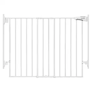 Babelio 27-45" No Bottom Bar Baby/Dog Gate with Easy Installation, 2-in-1 Auto Close Design, Suitable for The House, Stairs, and Doorways, Safety Pet Gates with Large Walk-Thru Door, White