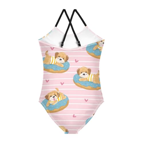 Girls Swimsuit Cute Puppy Lying Patterns One Piece Swimwear2