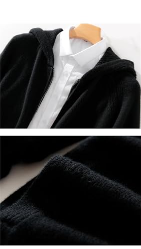 Men Merino Wool Sweater with Hooded Business Casual Solid Color Long Sleeved Zipper Knitted Cardigan4