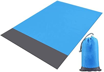 Chintavan Enterprise Sand Proof Beach Blanket, Quick Drying Waterproof Picnic Indoor-Outdoor Family Mat with 4 Stakes &4 Corner Pockets for Travel, Camping, Hiking, Kids Playing,Music Festivel