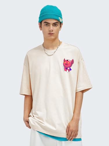 Image of CHKOKKO Mens Polyester Stylish Oversized T Shirt for Daily & Casual Wear Printed Design with Drop Shoulder & Half Sleeves