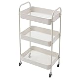 セルタン(Cellutane) キッチンワゴン アイボリー 3段 スチールワゴン キャスター付き ランドリーワゴン メッシュ NP-ZS-JH123-IV